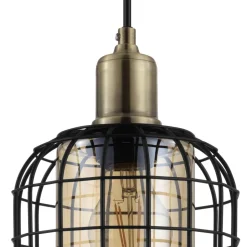 Eglo CHISLE hanglamp staal zwart, gebronsd / glas gestoomd amber H: 1300 mm | Ø 425 mm