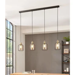 Eglo CHISLE PENDEL 4xE27 ZWART/BRONS/AMBER