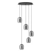 Eglo CIAMPINO hanglamp staal zwart / glas gestoomd grijs H: 1500 mm | Ø 540 mm