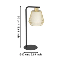 Eglo CIUDADELA Tafellampen staal zwart / staal, textiel geborsteld messing, wit H: 500 mm