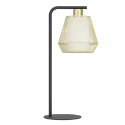 Eglo CIUDADELA Tafellampen staal zwart / staal, textiel geborsteld messing, wit H: 500 mm