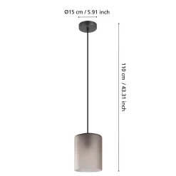 Eglo COLOMERA hanglamp staal zwart / Glas mat grijs H: 1100 mm | Ø 150 mm