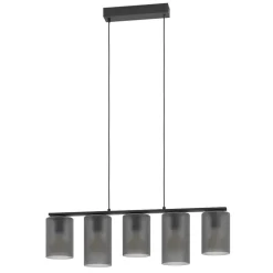 Eglo COLOMERA hanglamp staal zwart / Glas mat grijs H: 1100 mm