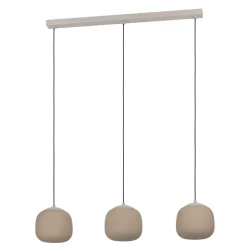 Eglo COMINIO hanglamp staal taupe / glas geëtst zand H: 1100 mm