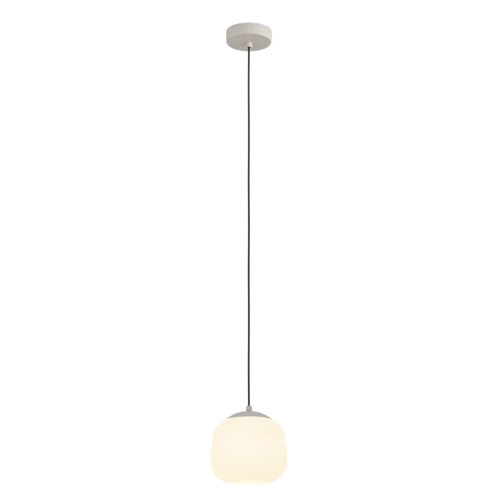 Eglo COMINIO hanglamp staal taupe / glas geëtst zand H: 1100 mm | Ø 185 mm