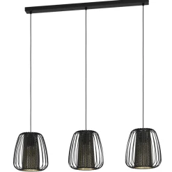 Eglo CURASAO hanglamp staal zwart / staal, textiel zwart, goud H: 1100 mm