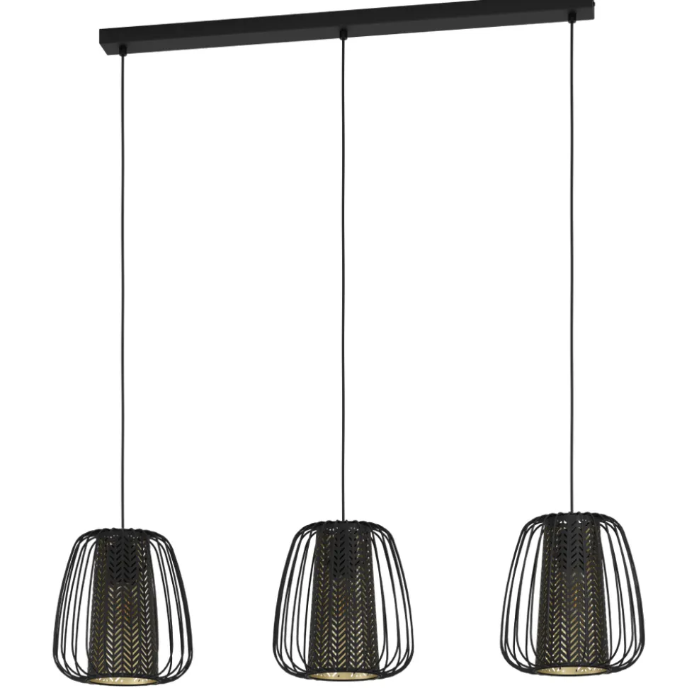 Eglo CURASAO hanglamp staal zwart / staal, textiel zwart, goud H: 1100 mm