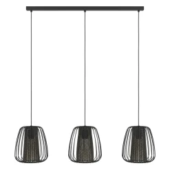 Eglo CURASAO hanglamp staal zwart / staal, textiel zwart, goud H: 1100 mm