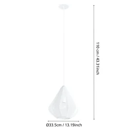 Eglo DOLWEN hanglamp staal wit / textiel wit H: 1100 mm | Ø 335 mm