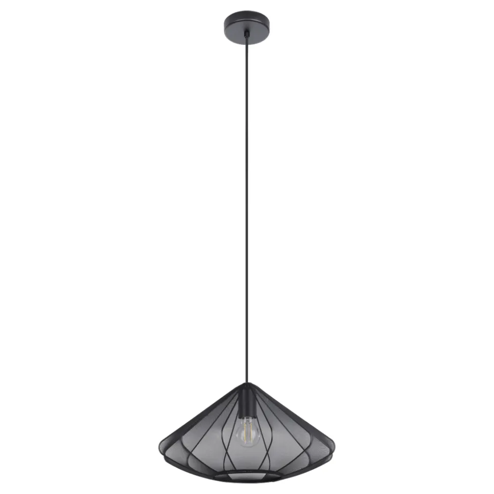 Eglo DOLWEN hanglamp staal zwart / textiel zwart H: 1100 mm | Ø 425 mm
