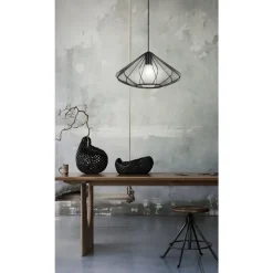 Eglo DOLWEN hanglamp staal zwart / textiel zwart H: 1100 mm | Ø 425 mm