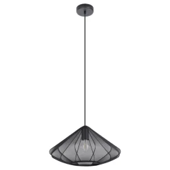 Eglo DOLWEN hanglamp staal zwart / textiel zwart H: 1100 mm | Ø 425 mm