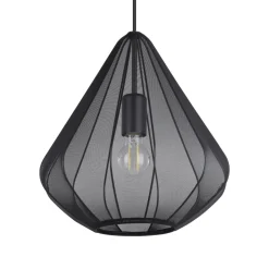 Eglo DOLWEN hanglamp staal zwart / textiel zwart H: 1100 mm | Ø 335 mm