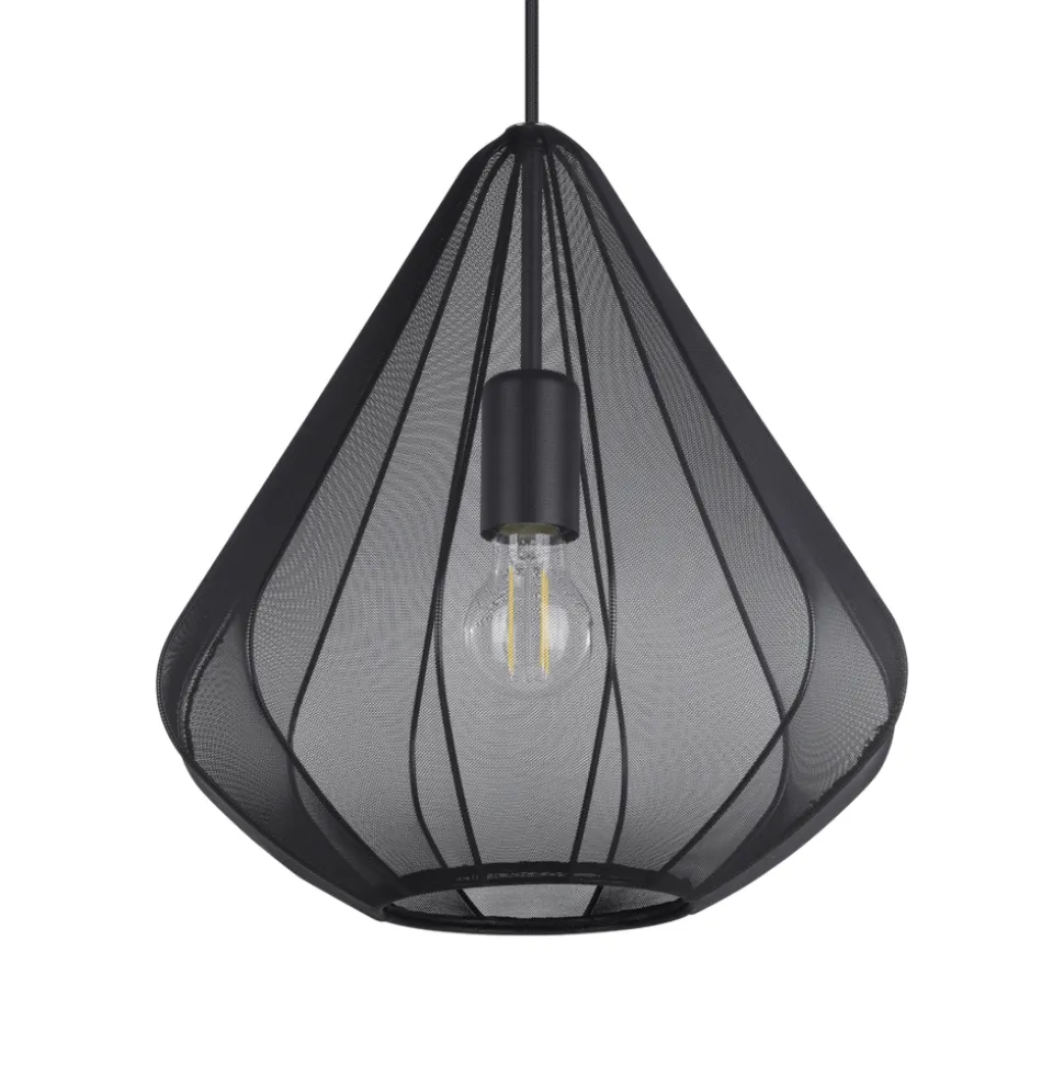 Eglo DOLWEN hanglamp staal zwart / textiel zwart H: 1100 mm | Ø 335 mm