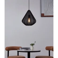 Eglo DOLWEN hanglamp staal zwart / textiel zwart H: 1100 mm | Ø 335 mm