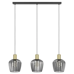 Eglo EMPOLI hanglamp staal zwart, geborsteld messing H: 1100 mm