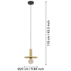 Eglo ESCANDELL hanglamp staal zwart, geborsteld messing H: 1100 mm | Ø 250 mm