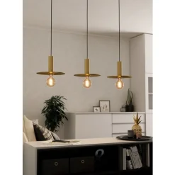 Eglo ESCANDELL hanglamp staal zwart, geborsteld messing H: 1100 mm