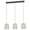 Eglo FATTORIA hanglamp staal zwart / hout, textiel natuur, wit H: 1100 mm
