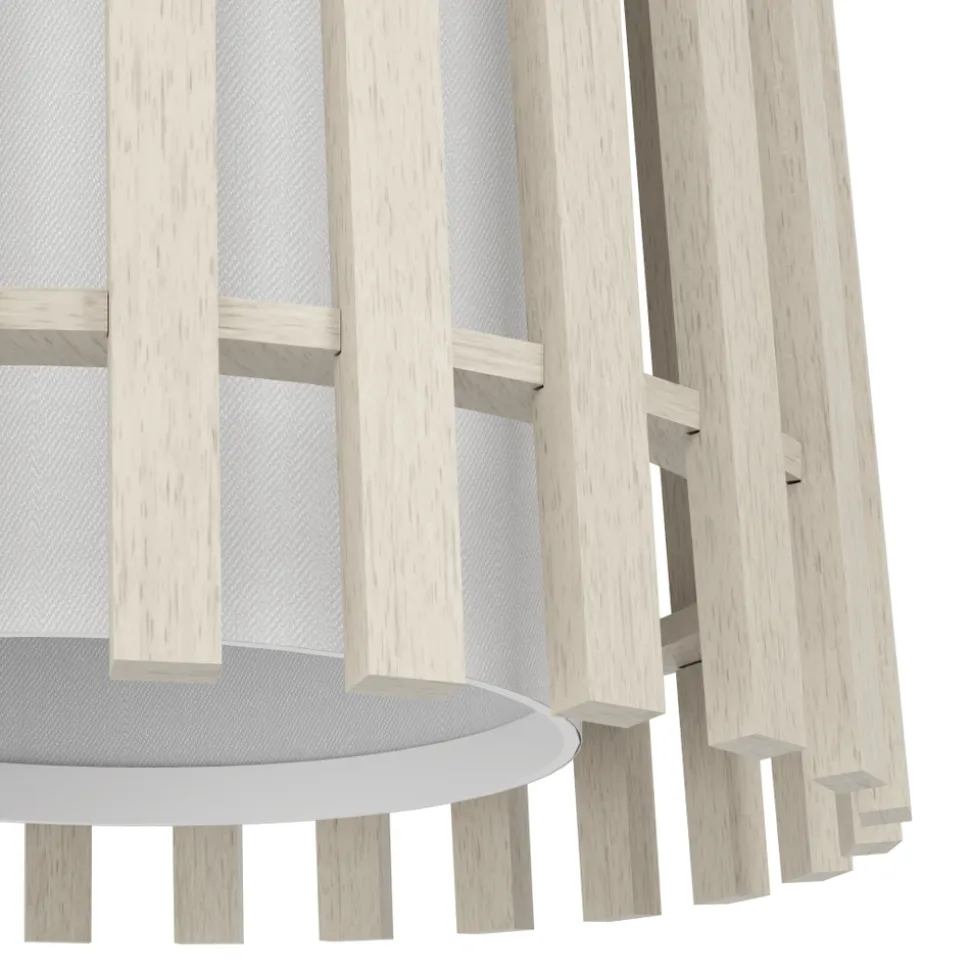 Eglo FATTORIA hanglamp staal zwart / hout, textiel natuur, wit H: 1100 mm