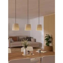 Eglo FEBRES hanglamp staal zwart / textiel wit H: 1100 mm