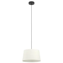 Eglo FEBRES hanglamp staal zwart / textiel wit H: 1100 mm | Ø 350 mm