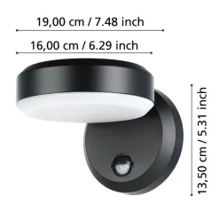 Eglo FORNACI Wandlamp staal zwart / Kunststof wit H: 135 mm