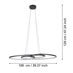Eglo GIANELLA hanglamp aluminium, staal zwart / Kunststof wit H: 1200 mm