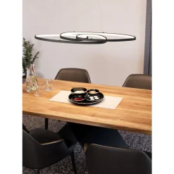 Eglo GIANELLA hanglamp aluminium, staal zwart / Kunststof wit H: 1200 mm