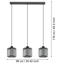 Eglo GINESTRONE-Z hanglamp staal zwart / Kunststof wit H: 1100 mm