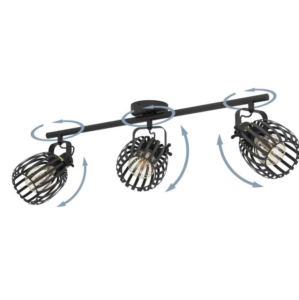 Eglo GIRONA spot staal zwart, geborsteld messing H: 150 mm