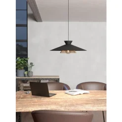 Eglo GRIZEDALE hanglamp staal zwart, geelkoper H: 1100 mm | Ø 500 mm