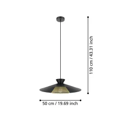 Eglo GRIZEDALE hanglamp staal zwart, geelkoper H: 1100 mm | Ø 500 mm