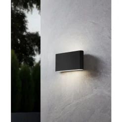 Eglo GRUTTI Wandlamp aluminium antraciet / Kunststof transparant H: 90 mm