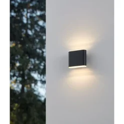 Eglo GRUTTI Wandlamp aluminium antraciet / Kunststof transparant H: 90 mm