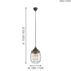 Eglo Hanglamp BAMPTON E27 BRUIN PATINE