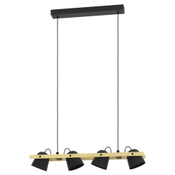 Eglo HORNWOOD-Z hanglamp staal, hout zwart, bruin H: 1100 mm