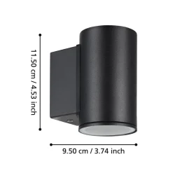 Eglo IZZALINI Wandlamp staal zwart H: 115 mm