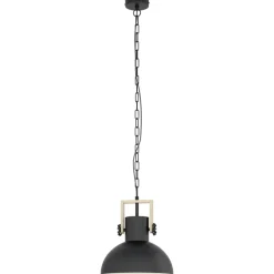 Eglo LUBENHAM hanglamp staal, hout zwart, bruin H: 1100 mm | Ø 300 mm