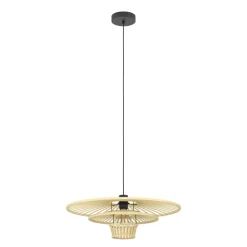 Eglo LYDNEY hanglamp staal zwart / Hout bruin H: 1100 mm | Ø 570 mm