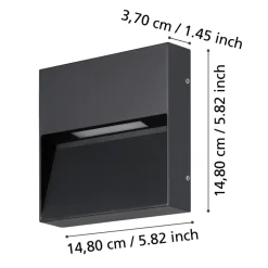 Eglo MARUGGIO Wandlamp aluminium zwart / Kunststof transparant H: 150 mm