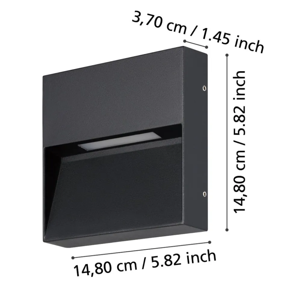 Eglo MARUGGIO Wandlamp aluminium zwart / Kunststof transparant H: 150 mm