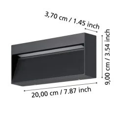 Eglo MARUGGIO Wandlamp aluminium zwart / Kunststof transparant H: 90 mm