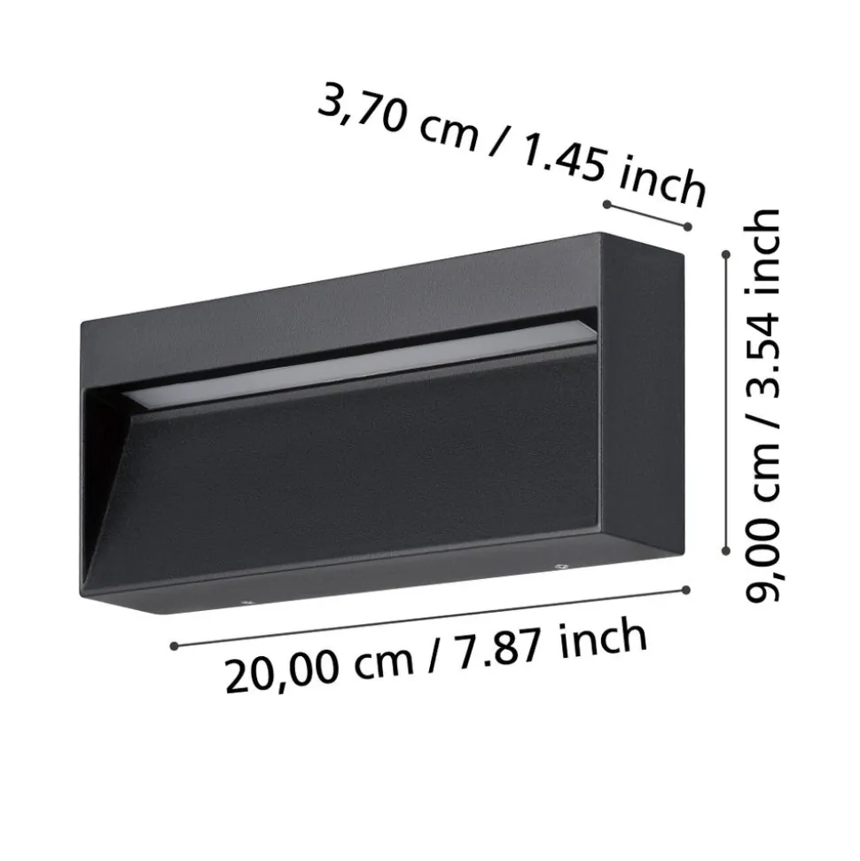 Eglo MARUGGIO Wandlamp aluminium zwart / Kunststof transparant H: 90 mm