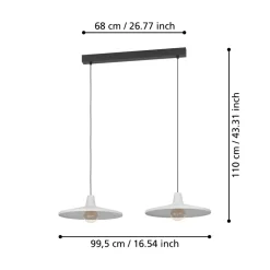 Eglo MINIERE hanglamp staal zwart / staal grijs H: 1100 mm