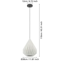 Eglo MINTING hanglamp staal zwart / papier wit H: 1100 mm | Ø 310 mm