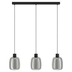 Eglo MOLOCHIO-Z hanglamp staal zwart / glas gestoomd zwart-transparant H: 1100 mm
