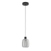 Eglo MOLOCHIO-Z hanglamp staal zwart / glas gestoomd zwart-transparant H: 1100 mm | Ø 180 mm