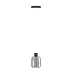 Eglo MOLOCHIO-Z hanglamp staal zwart / glas gestoomd zwart-transparant H: 1100 mm | Ø 180 mm
