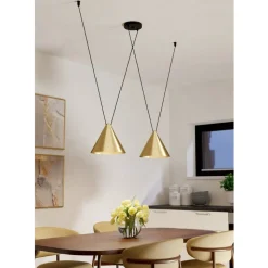 Eglo NARICES 1 hanglamp staal zwart / staal geborsteld messing, goud H: 1100 mm